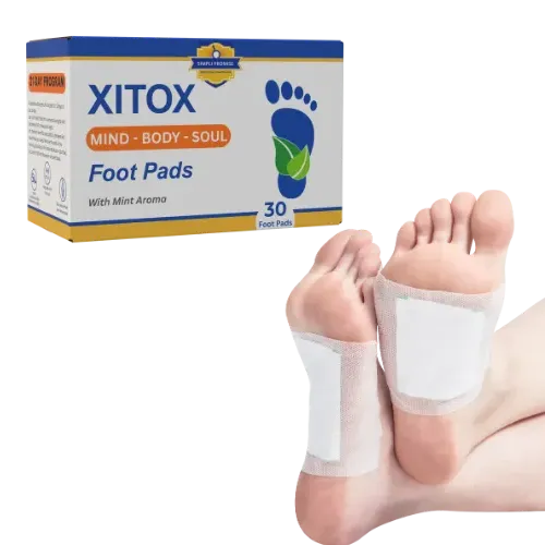 Xitox overnight foot pads applied to pad of foot